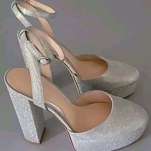 Born on Fifth x Antonio Melani Liv Metallic Glitter Closed Toe Platform Pumps 7M